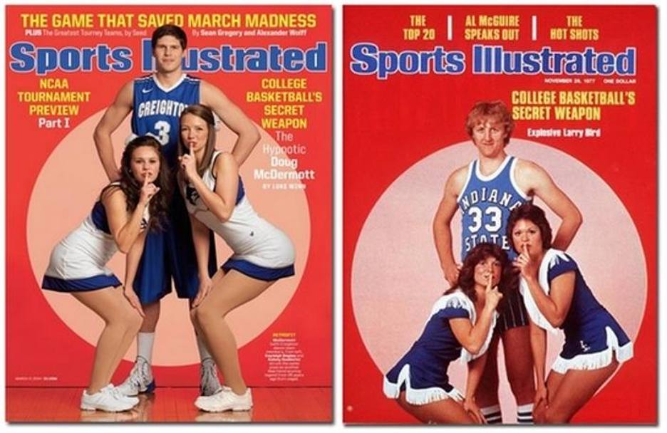 Belinelli non  il primo a posare tra le cheerleader. Sports Illustrated nel 1978 aveva regalato a Larry Bird la sua copertina del numero di presentazione della stagione di college basket. Copertina ripresa lo scorso anno, con protagonista Doug McDermott